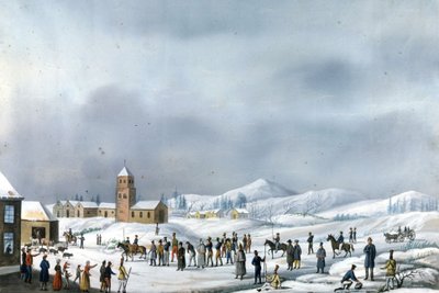 أسرى الحملة الروسية في النقل من نيرفا إلى نوفغورود ، مارس 1814 روما ، متحف نابليونيكو بواسطة فنان غير معروف