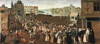 موكب العصبة في ساحة دي غريف، حوالي عام 1590 (زيت على قماش) بواسطة فنان غير معروف