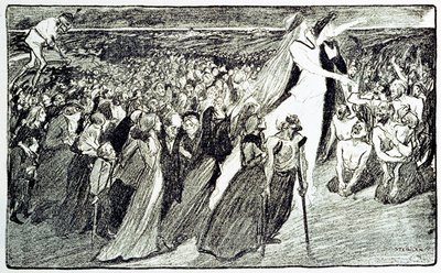 موكب أثناء الحج في لورد ، قصة رمزية بقلم ثيوفيل ألكسندر شتاينلين (1859-1923) توضح "لورد" لإميل زولا (1840-1902) مأخوذة من "جيل بلاس اللامع" بواسطة فنان غير معروف