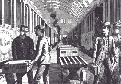 Railway porters, late 19th century (wood engraving) بواسطة فنان غير معروف
