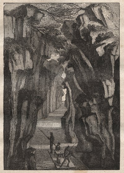 الاعتراف بمنطقة الأمازون (1743-1744) بواسطة تشارلز ماري دي لا كوندامين (1701-1774): ممر بونجو دي مانسيريش (بيرو) من نهر ريو مارانون الذي ينضم إلى نهر ريو أوكايالي ليشكل نهر الأمازون - رسم توضيحي مأخوذ من "البحارة العظماء من القرن الثامن عشر "&quo بواسطة فنان غير معروف