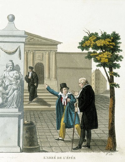 التمثيل تشارلز ميشيل دي ليبي (1712-1789) دي لاب دو ليبي ، مدرس فرنسي. طور نظام اتصال للصم والبكم. نقش القرن التاسع عشر. بواسطة فنان غير معروف