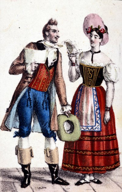 تمثيل Dulcamare و Alina (يؤديه على التوالي فريزوليني وهاينفيتر) في أوبرا "Elixir d