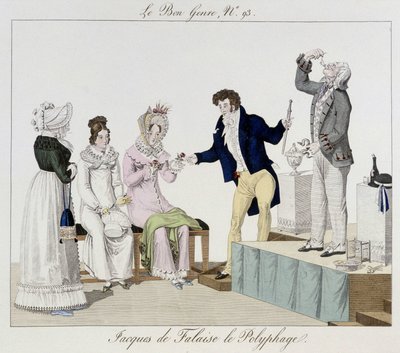Saltimbanque: Jacques de Falaise the polyphage (he swallows anything, live animals...) - in “” Le bon genre””, deb. 19th century بواسطة فنان غير معروف