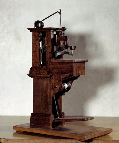 ماكينة الخياطة بارتيليمي ثيمونييه (1793-1857). القرن التاسع عشر في باريس ، CNAM بواسطة فنان غير معروف