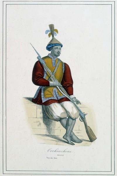 Soldier of Cochinchinean armor - in “The different peoples of the earth”” by Abbot Paul Jonhanneaud, Librairie des Bons livres بواسطة فنان غير معروف