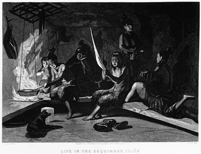 حياة الأسكيمو في كوخ الإسكيمو - إليشا كينت كين ، استكشاف القطب الشمالي في السنوات 1853 - 1855 ، فيلادلفيا ، تشايلدز وبيترسون بواسطة فنان غير معروف