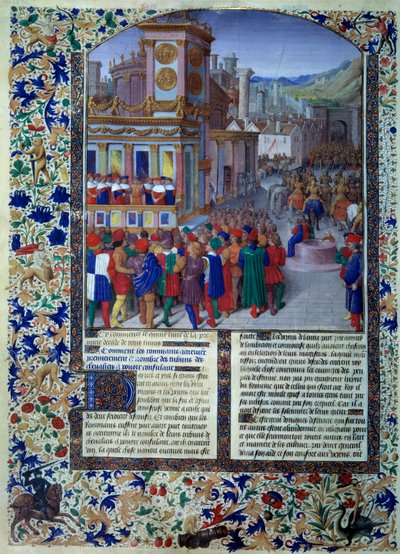 يعد الرومان مقعد Veies في 396 قبل الميلاد مصغرة من "" Histoire romaine "(Ad urbe condita) بواسطة Tite Live (59 قبل الميلاد - 17 م) (تيتوس ليفيوس) ، ترجمة بيير بيسوير 1450-1500 باريس ، بي إن بواسطة فنان غير معروف