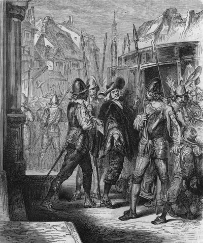 اعتقال بيير بروسل (1575 - 1654) في 1648 ، بأمر من آن النمسا ، الأمر الذي أثار راحة الناس (أيام المتاريس) وفروند. نقش من عام 1866. بواسطة فنان غير معروف