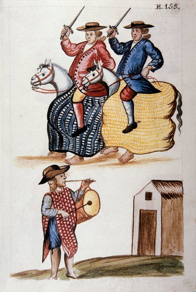 رقصة الحصان الصغير ، من كتاب "Trujillo del Peru" أو "Códice Martínez Compañón" ، بقلم بالتازار مارتينيز كومبانيون إي بوجاندا ، أسقف تروخيو (1782-1785) بواسطة فنان غير معروف