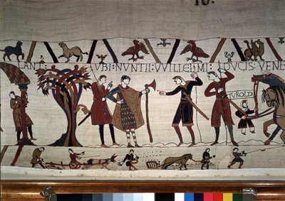 جاء رسل الدوق غيوم (1027-1087) للعثور على نسيج جاي دي بونتيو - بايو ، المعروف باسم تطريز الملكة ماتيلد بواسطة فنان غير معروف