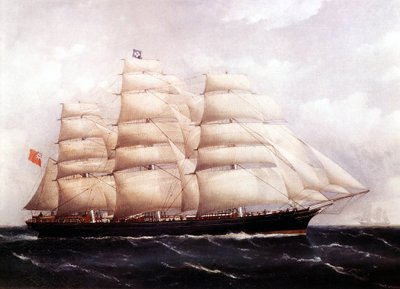 منظر لـ Cutty Sark ، لوحة سفينة بريطانية من القرن التاسع عشر بواسطة فنان غير معروف