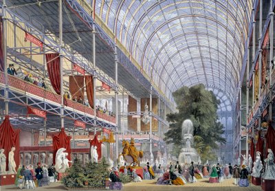 منظر للمعرض العالمي في كريستال بالاس ، الذي بناه جوزيف باكستون لهذه المناسبة ، عام 1851 في لندن بواسطة فنان غير معروف
