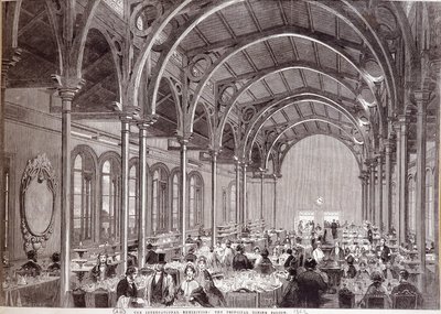 منظر للمطعم الرئيسي في المعرض الدولي لعام 1862 في لندن. بواسطة فنان غير معروف