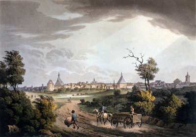 منظر لمحيط مدينة لايبزيغ في ألمانيا حوالي عام 1820. بواسطة فنان غير معروف