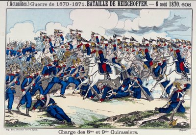 War of 1870-1871: view of the Battle of Froeschwiller (or Reischoffen) and the charge of the battleships, 6/08/1870 (revival of Woerth). Engraving of the 19th century. Paris, B.N. بواسطة فنان غير معروف