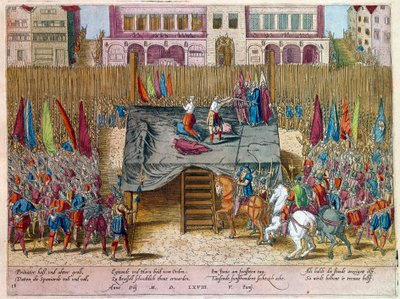 حرب التسعين عامًا: سقوط لامورال ، كونت إيغمونت ، أمير جافري (1522-1568) ، سياسي هولندي. تمت إدانته في إطار مجلس المشاكل (أو مجلس الدم) الذي أنشأه دوق ألبا. نقش. باريس بي إن. بواسطة فنان غير معروف