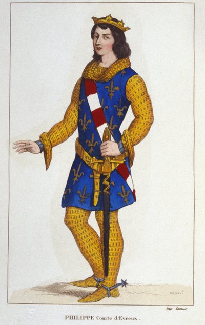 صورة لفيليب ديفرو ، كونت إيفرو ، ملك نافارا (توفي عام 1343). نقش 1830 بواسطة فنان غير معروف