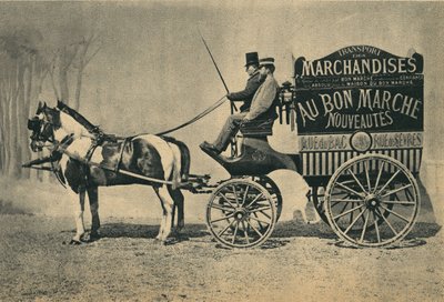تسليم سيارة حصان من متجر “Au Bon Marche” في باريس ، شارع du Bac وشارع Sevres. تصوير ، أواخر القرن التاسع عشر ، باريس. كول. سيلفا. بواسطة مصور غير معروف