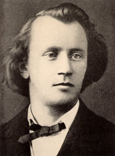يوهانس برامز (1833-1897) ملحن ألماني (1833-1897)، صورة نصفية في عام 1866 (مطبوعة) بواسطة مصور غير معروف