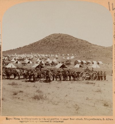 مدفعية الحصان الملكي ، Slingersfontein ، Boer War ، حوالي 1899 (صورة مجسمة) بواسطة مصور غير معروف