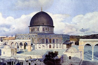 منظر لمسجد عمر في القدس. أوتكروم بواسطة مصور غير معروف