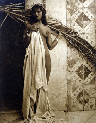 امرأة شابة أمازيغية عارية. التصوير الفوتوغرافي حوالي عام 1890 بواسطة مصور غير معروف