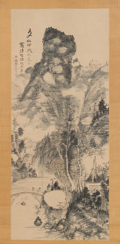 على جسر ريفي ، يحمل Zither Yakyo hokin zu ، 1814. بواسطة أوراجامي جيوكودو