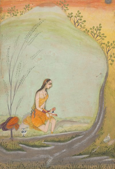 سيدة تضع الحناء على قدمها ، كاليفورنيا. 1720-30. بواسطة الأستاذ محمد
