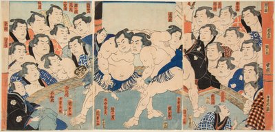 معركة السومو بين Wahigayama و Jimmaru. Kunisada Stamp (Toyokuni III) ، Utagawa (1786-1865) بواسطة أوتاغاوا كونيسادا
