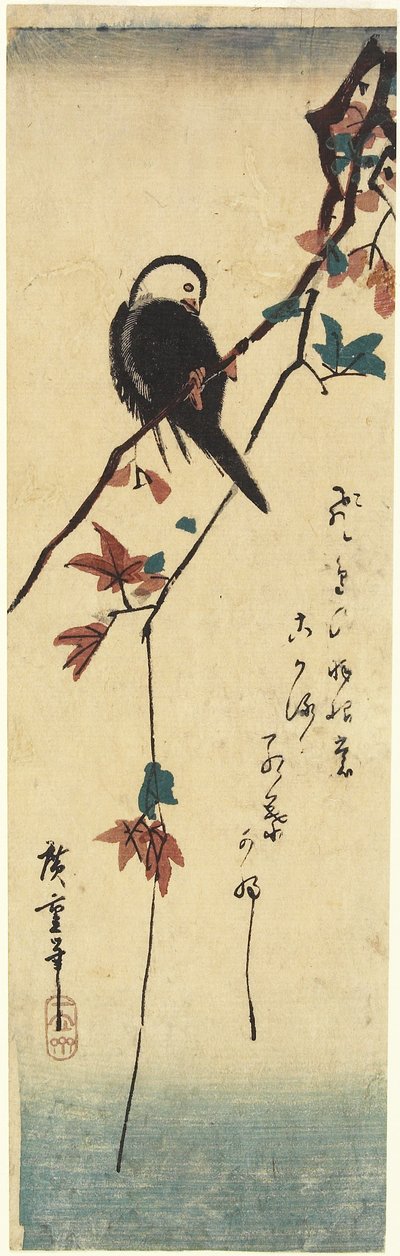 (طائر على فرع القيقب) ، 1830-1858 بواسطة Utagawa Hiroshige