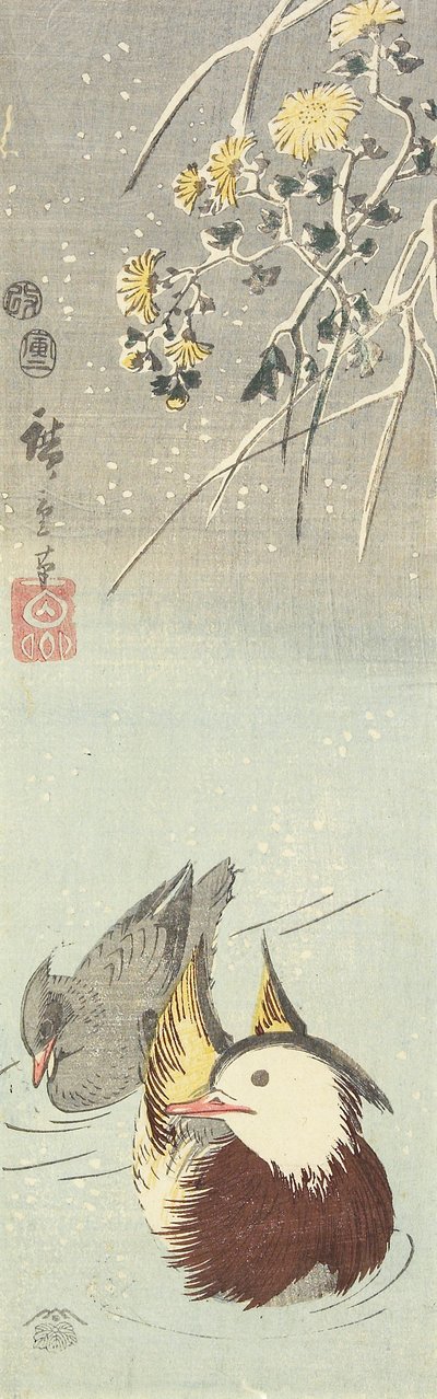 (أقحوان وبطة ماندارين) ، فبراير 1854 بواسطة Utagawa Hiroshige