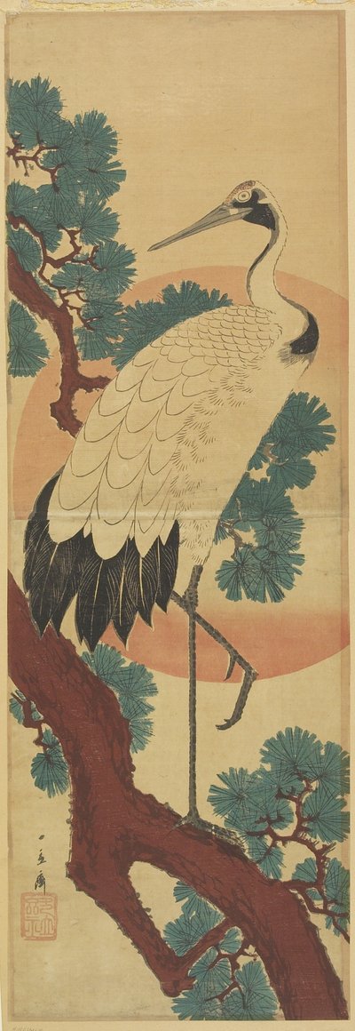 (كرين على فرع الصنوبر) بواسطة Utagawa Hiroshige