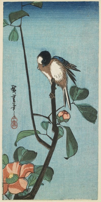 (القرقف على كاميليا) ، 1830-1858 بواسطة Utagawa Hiroshige