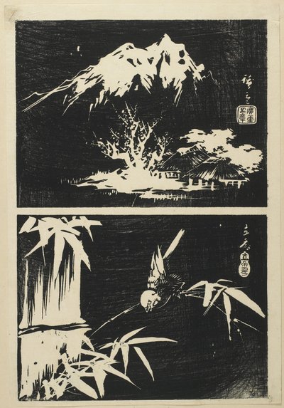 (صورتان ليثوغراف) ، منتصف القرن التاسع عشر بواسطة Utagawa Hiroshige