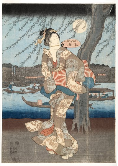 أمسية صيفية باردة في Ryogoku ، 1848-51 (قطعة خشبية) بواسطة Utagawa Hiroshige