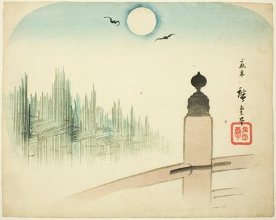 منظر ساحات الأخشاب من أحد الجسور بواسطة Utagawa Hiroshige