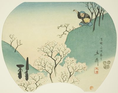 القصة القديمة للرجل العجوز الذي جعل الأشجار تتفتح بواسطة Utagawa Hiroshige