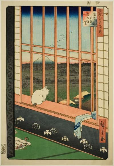 Asakusa Rice Fields and Torinomachi Festival (وضع Asakusa tanbo Torinomachi) ، من سلسلة "مائة منظر مشهور لإيدو (Meisho Edo hyakkei)" بواسطة Utagawa Hiroshige