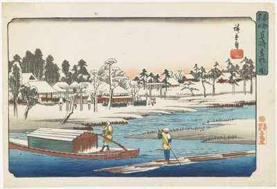 طقس صافٍ بعد تساقط الثلوج في ماساكي ، 1832-1839 بواسطة Utagawa Hiroshige