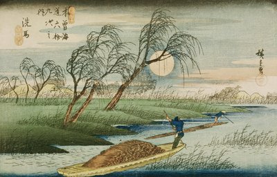 اكتمال القمر في سيبا ، من سلسلة &39;69 Stations of the Kisokaido &39;، c.1837-42 (طباعة لوح خشبي) (انظر أيضًا 3941) بواسطة Utagawa Hiroshige