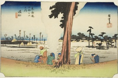 Hamamatsu: Winter Scene (Hamamatsu، fuyugare no zu) ، من سلسلة "ثلاثة وخمسون محطة من Tokaido (Tokaido gojusan tsugi no uchi)" المعروف أيضًا باسم Hoeido Tokaido بواسطة Utagawa Hiroshige