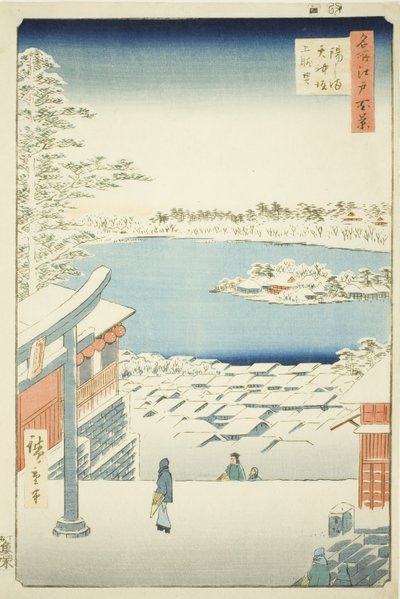 اسحب l و p Vie w من خط Yushima Tenjin Sh (Yushima Tenjin Sakaue Tembo) ، من سلسلة te "Ridge for vie ws of Edo (مائة منظر مشهور لإيدو)" بواسطة Utagawa Hiroshige