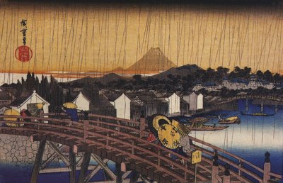 هيروشيغي، جسر تحت المطر بواسطة Utagawa Hiroshige
