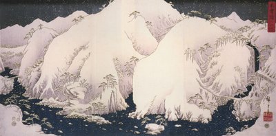 هيروشيغي، نهر بين الجبال الثلجية بواسطة Utagawa Hiroshige