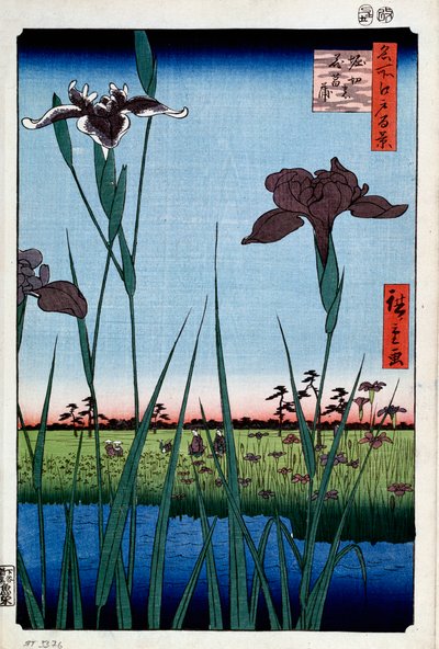 قزحية في هوريكيري مائة منظر مشهور لإيدو ، ١٨٥٦-١٨٥٨. بواسطة Utagawa Hiroshige