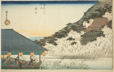 معبد كيوميزو ، من سلسلة "الأماكن الشهيرة في كيوتو (كيوتو ميشو نو أوتشي)" بواسطة Utagawa Hiroshige