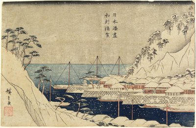 أشجار الصنوبر المبطنة في ميناء Uraga ، ج. 1840-1843 بواسطة Utagawa Hiroshige