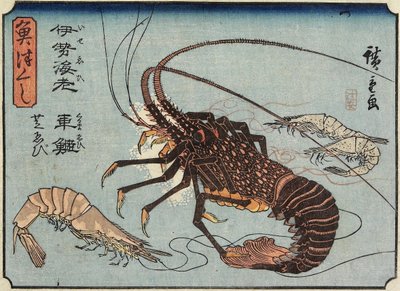 لوبستر ، روبيان ، روبيان ، 1830-1844 بواسطة Utagawa Hiroshige