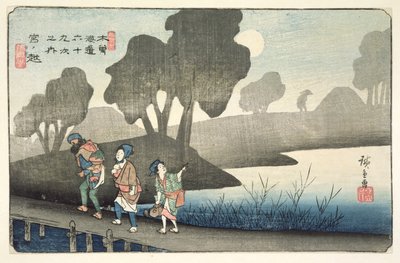 Miyanokoshi ، No.37 من السلسلة ، &39;69 Stations of the Kisokaido &39;، pub. بواسطة Hoeido و Kinjudo ، أواخر عام 1830 (طباعة لوحة خشبية ملونة) بواسطة Utagawa Hiroshige